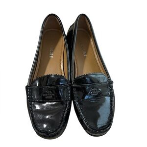 Coach Women's Odette Black Patent Leather Loafers Size 7 Classic Minimalist